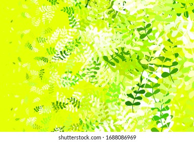 Light Green, Yellow vector doodle backdrop with leaves. Modern geometrical abstract illustration with leaves. Doodle design for your web site.