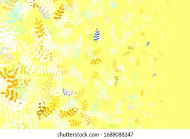 Planta de doodle vectorial amarillo verde claro con hojas. Una vaga ilustración abstracta con hojas en estilo doodles. Plantilla para fondos de teléfonos móviles.