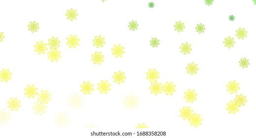 Light Green, Yellow vector doodle texture with flowers. Gradient colorful abstract flowers on simple background. Smart design for wrapping, wallpapers.