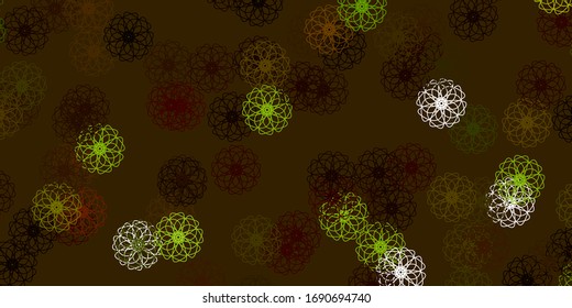 Light Green, Yellow vector doodle background with flowers. Abstract illustration with flowers in Origami style. Brand new business design.