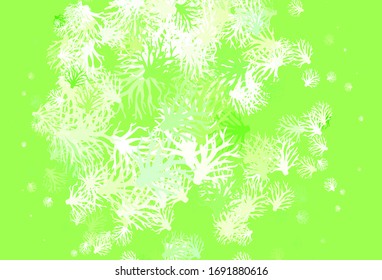 Light Green, Yellow vector doodle backdrop with leaves. Decorative design in Indian style on white background. New template for your design.