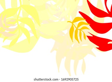 Light Green, Yellow vector doodle background with leaves. leaves on elegant natural pattern with gradient. New template for your brand book.