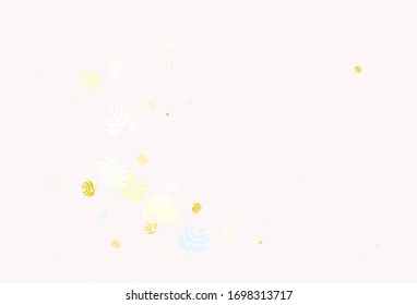 Light Green, Yellow vector doodle template with leaves. Sketchy doodles with leaves on blurred background. Hand painted design for web, wrapping.