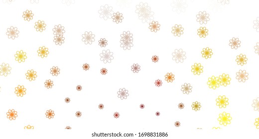 Diseño de doodle vectorial amarillo verde claro con flores. Diseño moderno con flores degradadas sobre fondo abstracto. Diseño elegante para envolturas, tapices.