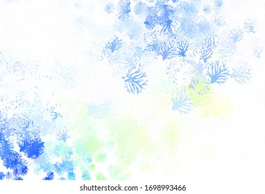 Light Green, Yellow vector doodle texture with branches. Creative illustration in blurred style with leaves, branches. Brand new design for your business.
