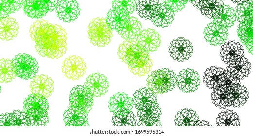 Light Green, Yellow vector doodle template with flowers. Simple design with flowers on abstarct background. Brand new business design.