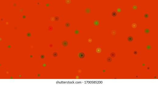 Light Green, Yellow vector doodle template with flowers. Simple colored illustration with abstarct flowers. Pattern for website designs.