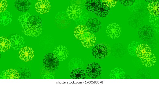 Light Green, Yellow vector doodle template with flowers. Simple design with flowers on abstarct background. Brand new business design.