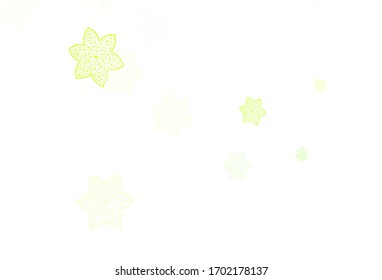 Diseño de doodle vectorial amarillo verde claro con flores. Flores de estilo natural sobre fondo blanco. Una textura nueva para el diseño de papel pintado.