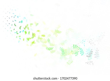 Light Green, Yellow vector doodle background with leaves. Colorful illustration in doodle style with leaves. New template for your design.