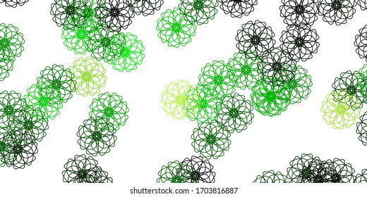 Light Green, Yellow vector doodle background with flowers. Illustration with abstract colorful flowers with gradient. Pattern for women day promotion.