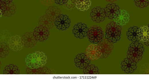 Light Green, Yellow vector doodle texture with flowers. Gradient colorful abstract flowers on simple background. Colorful pattern for spring parties.