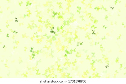 Light Green, Yellow vector doodle layout with branches. Brand new colored illustration with leaves and branches. Hand painted design for web, leaflets.