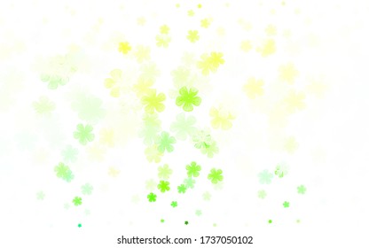 Color verde claro, patrón de doodle vectorial amarillo con flores. Flores con gradiente sobre fondo blanco. Nuevo estilo para su diseño de negocio.