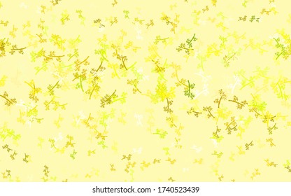 Light Green, Yellow vector doodle pattern with branches. Shining colored illustration with leaves and branches. New template for your design.