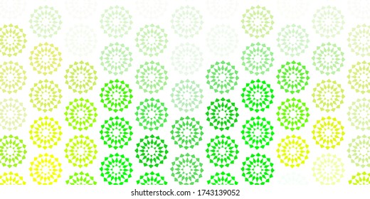 Textura de doodle vectorial amarillo verde claro con flores. Ilustración abstracta con flores de estilo Origami. Mejor diseño para su negocio.