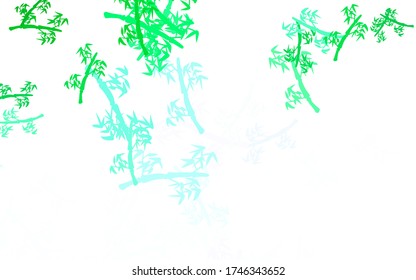 Light Green, Yellow vector doodle background with branches. Colorful abstract illustration with leaves in doodle style. Brand new style for your business design.