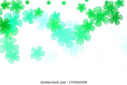 Light Green, Yellow vector doodle backdrop with flowers. Flowers with gradient on white background. Pattern for wallpapers, coloring books.