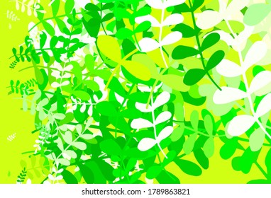 Planta de doodle vectorial amarillo verde claro con hojas. Ilustración colorida en estilo doodle con hojas. Patrón colorido para los libros infantiles.