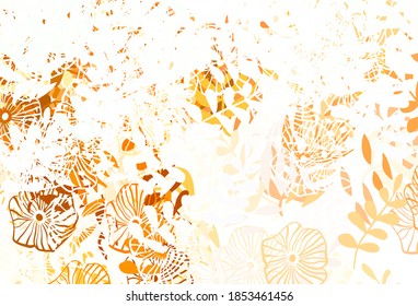 Light Green, Yellow vector doodle layout with leaves, flowers. Creative illustration in blurred style with leaves, flowers. Textured pattern for websites, banners.