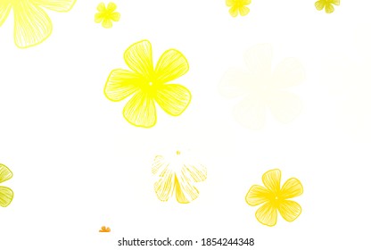 Light Green, Yellow vector doodle background with flowers. Colorful illustration with flowers in doodle style. Elegant pattern for your brand book.