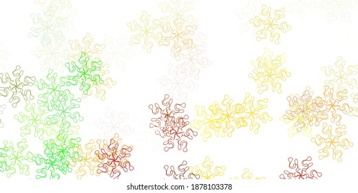 Textura de doodle vectorial amarillo verde claro con flores. Ilustración abstracta con flores de estilo Origami. Mejor diseño para su negocio.