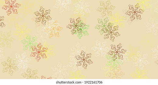 Light green, yellow vector doodle template with flowers. Colorful flowers in natural style on simple background. Smart design for wrapping, wallpapers.