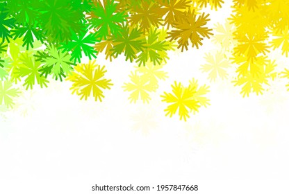 Hellgrüne, gelbe Vektor-Doodle-Struktur mit Blumen. Farbige Illustration mit Blumen. Neues Design für Ihr Unternehmen.