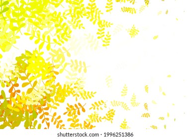 Color verde claro, patrón de doodle vectorial amarillo con hojas. Ilustración abstracta geométrica moderna con hojas. Patrón texturizado para sitios web, banners.