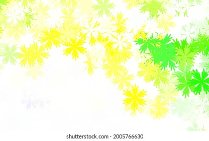 Color verde claro, patrón de doodle vectorial amarillo con flores. Ilustración de colores brillantes con flores. Patrón para jefes de sitios web, diseños.