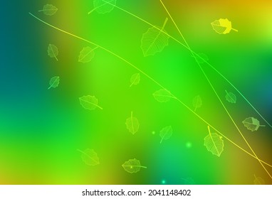 Hellgrüner, gelber Vektor-Doodle-Hintergrund mit Bäumen, Ästen. Farbige Illustration mit Blumen im Doodle-Stil. Neues Design für Ihr Unternehmen.