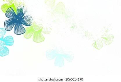 Light Green, Yellow vector doodle background with flowers Sketchy doodle flowers on white background. Pattern for wallpapers, coloring books.