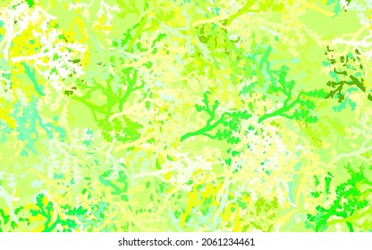 Light Green, Yellow vector doodle backdrop with leaves, branches. Leaves and branches with gradient on white background. Pattern for heads of websites, designs.