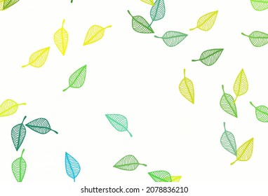 Light Green, Yellow vector doodle template. Shining colorful illustration with leaves in doodle style. New template for your business design.