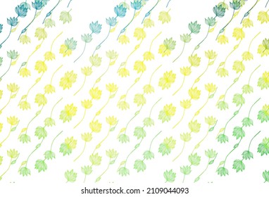 Light Green, Yellow vector doodle texture. Sketchy doodles with colorful gradient leaves. Pattern for heads of websites and designs.