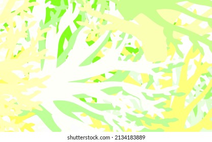 Light Green, Yellow vector doodle pattern with leaves, branches. Doodle illustration of leaves and branches in Origami style. Hand painted design for web, leaflets.