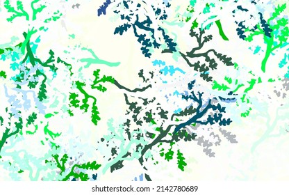 Light Green, Yellow vector doodle background with leaves, branches. Sketchy doodles on white background. Colorful pattern for kid's books.