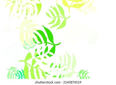 Light Green, Yellow vector doodle texture with leaves. Colorful abstract illustration with leaves in doodle style. The best design for your business.
