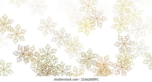 Plantilla de doodle vectorial amarillo verde claro con flores. Diseño moderno con flores de gradiente sobre fondo abstracto. Patrón para la promoción del día de la mujer.