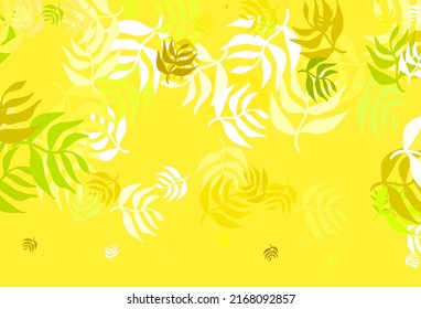 Light Green, Yellow vector doodle template with leaves. Sketchy doodles with leaves on blurred background. Pattern for wallpapers, coloring books.