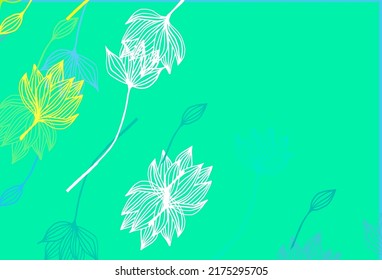 Light Green, Yellow vector doodle background. Abstract leaves with gradient on simple background. The best blurred design for your business.