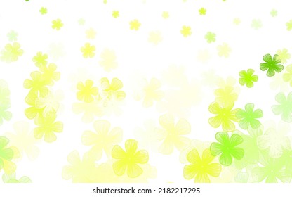 Light Green, Yellow vector doodle texture with flowers. Colorful illustration in doodle style with flowers. Brand new design for your business.