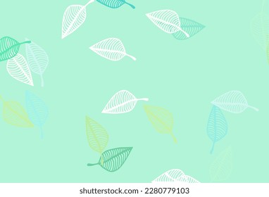 Fondo de doodle vectorial amarillo verde claro. Una elegante ilustración brillante con hojas de estilo natural. Diseño pintado a mano para web, volante, textil.