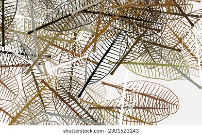 Verde claro, fondo de doodle vectorial amarillo con hojas. hojas sobre un elegante patrón natural con gradiente. Patrón colorido para los libros infantiles.