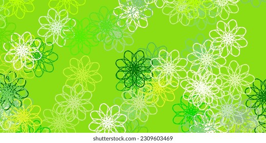 Light Green, Yellow vector doodle background with flowers. Simple colored illustration with abstarct flowers. Pattern for women day promotion.