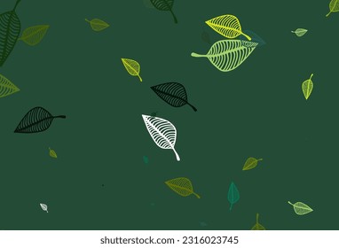 Light Green, Yellow vector doodle backdrop. Smart decorative design in natural style with leaves. The textured pattern for website.