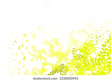 Color verde claro, patrón de doodle vectorial amarillo con hojas. Ilustración de colores brillantes con hojas en estilo doodle. Nueva plantilla para tu libro de marcas.