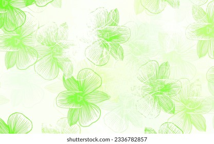 Light Green, Yellow vector doodle background with flowers. Illustration with colorful abstract doodle flowers. New template for your brand book.