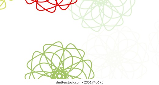Light green, yellow vector doodle texture with flowers. Illustration with abstract colorful flowers with gradient. Colorful pattern for spring parties.