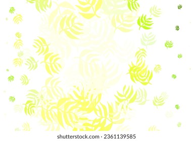 Light Green, Yellow vector doodle backdrop with leaves. Shining colored illustration with leaves in doodle style. New template for your design.